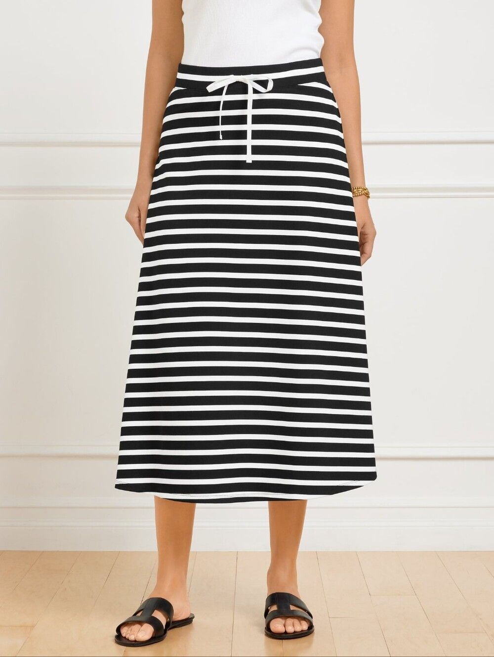 NWT Talbots Effortless Ultraknit A-Line Midi Skirt - Crocus Stripe, Sz L P